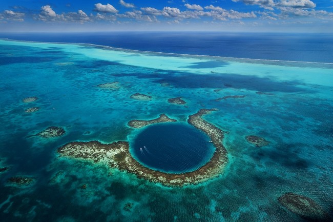 Great Blue Hole, Belize - 407 ft deep.