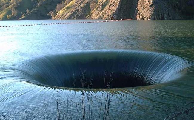 Glory Hole, Monticello Dam, California - 304 ft deep.