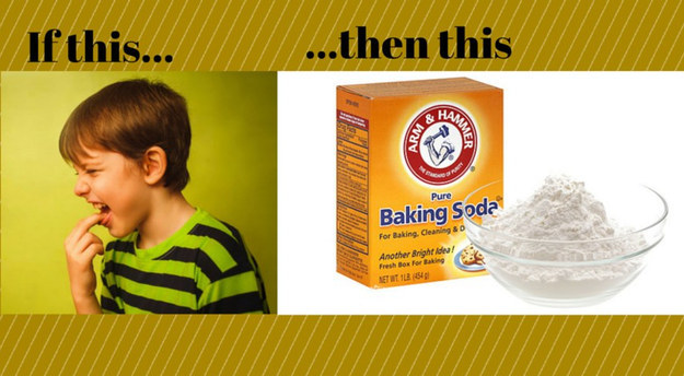 Baking soda is your friend when your kid throws up on something in the house.