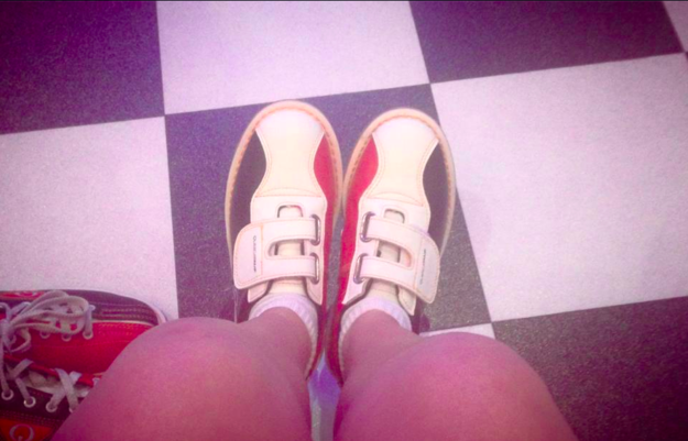 When you go bowling with your friends, you're still given the kid-size shoes. With velcro.