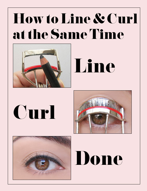 Put the liner on your eyelash curler to save time and help you get a straight line.