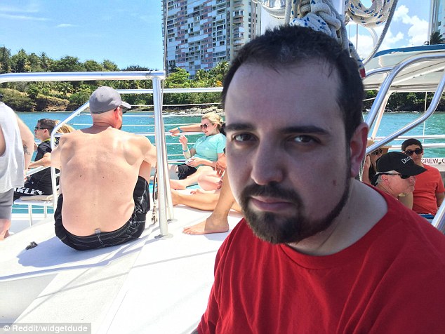 After posting the photos he wrote that he won a free trip to Puerto Rico but his wife was unable to join him