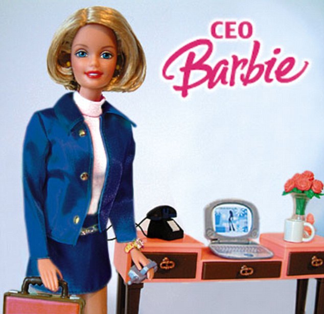 Shining example? The image (pictured) is of 'CEO Barbie', a doll which first appeared in the 80s, dressed in a miniskirt and clutching a briefcase