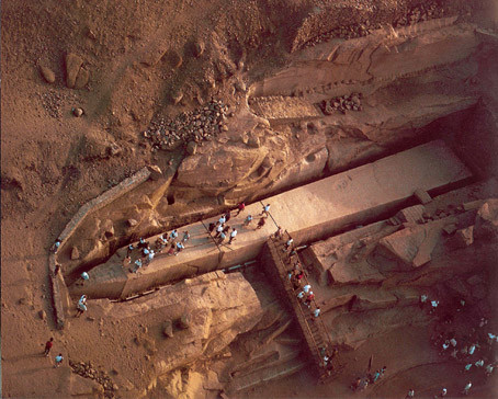 The Unfinished Obelisk: Recently found in Aswan, Egypt, the obelisk was ordered by Hatshepsut in the mid 1500s BC and could have been the largest Egyptian obelisk ever erected--if it were completed.