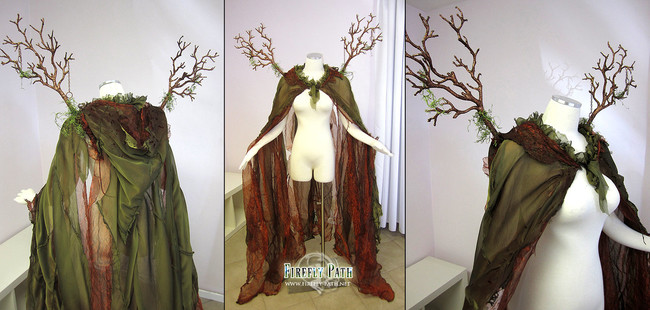 You might think a cape is simple, but not in Elam's hands. This cape, inspired by forest spirits, includes a lot of subtle detail, including a set of sparkling branch "wings."