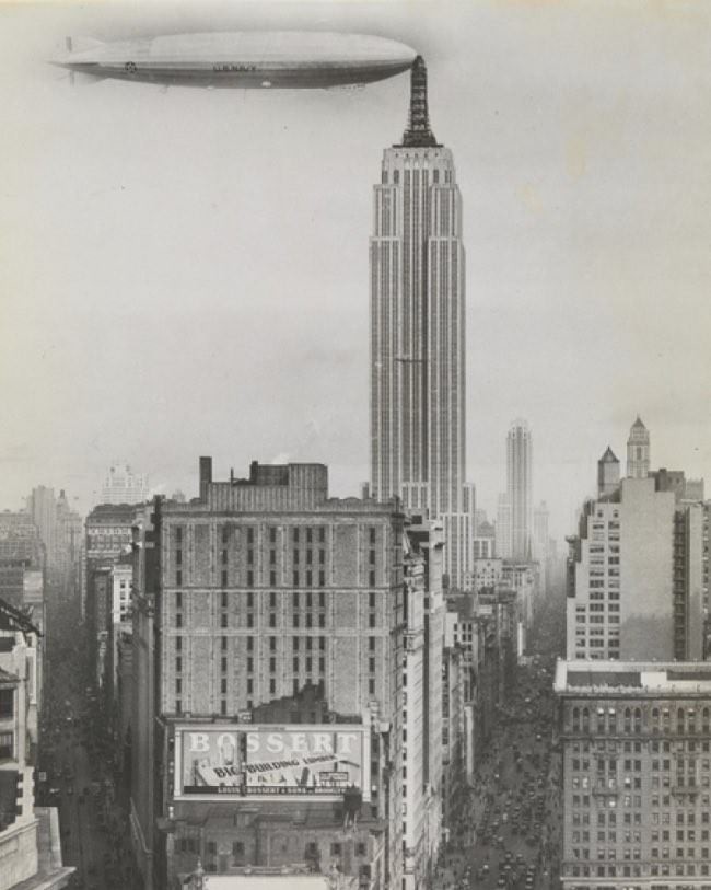 <i>Dirigible docked on Empire State Building, New York</i>, 1930