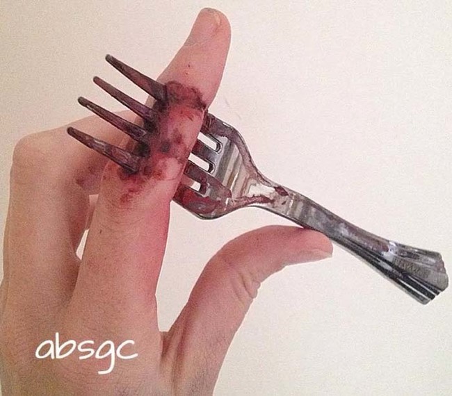 A worst case scenario fork accident.