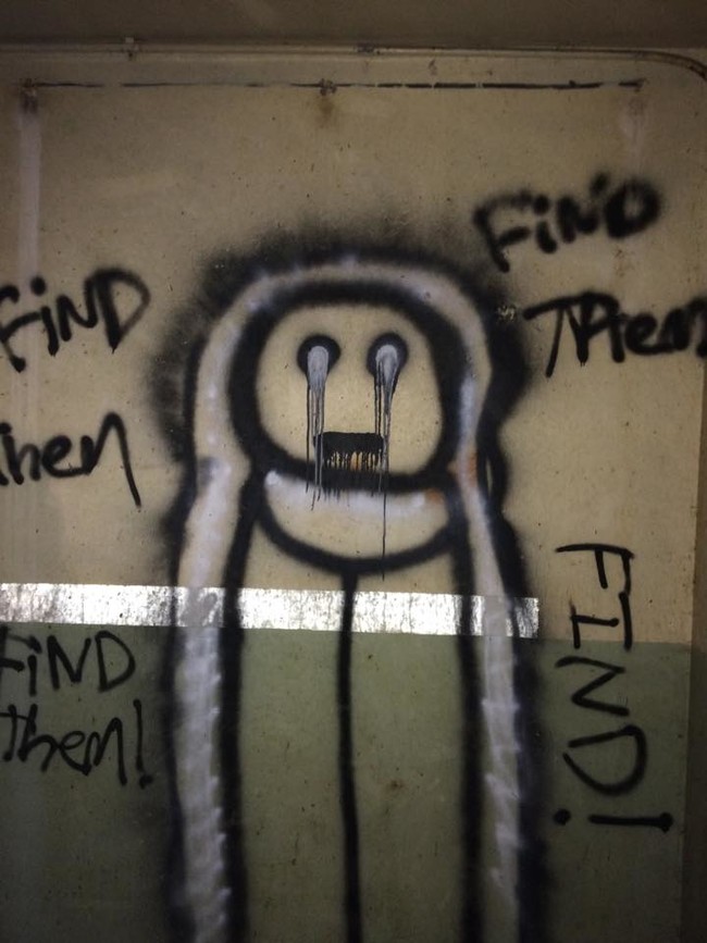 Wherever they went in the silo, they found creepy, strange black paintings like this one.