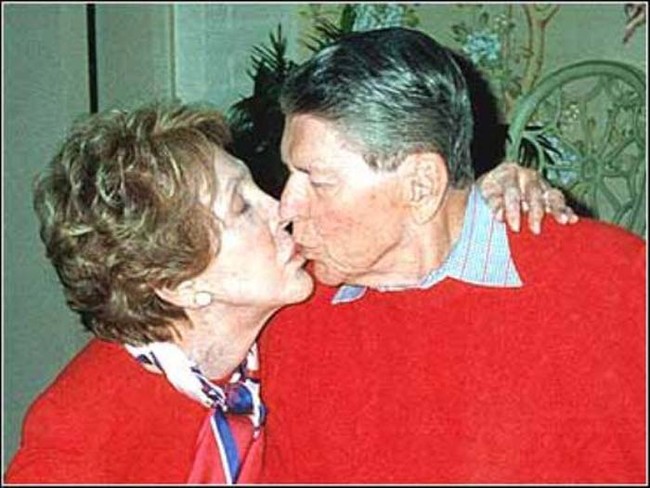 Former president Ronald Reagan on his 89th birthday. This is the last known photo of him before his death.