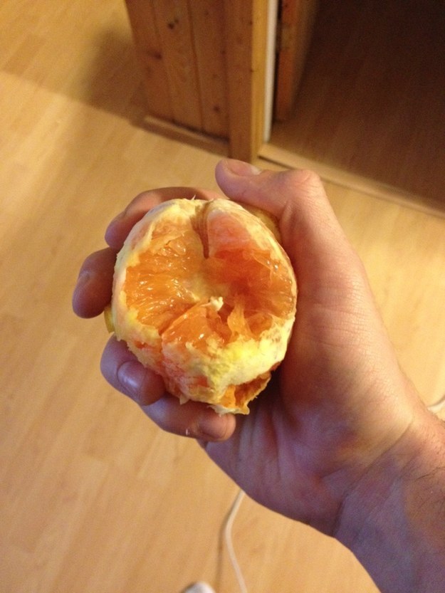 The monster who eats an orange like this: