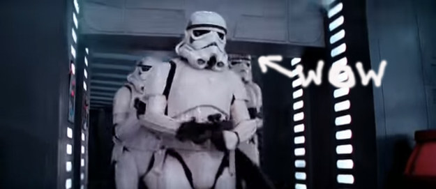 A Stormtrooper hits his head in Star Wars: Episode IV A New Hope.