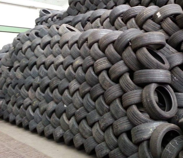 This mesmerizing stack of tires: