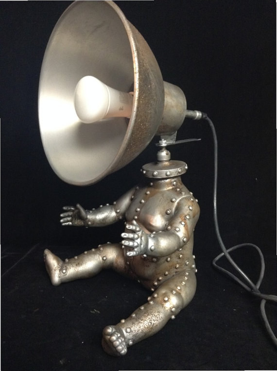 This steampunk baby with a lamp for a face.