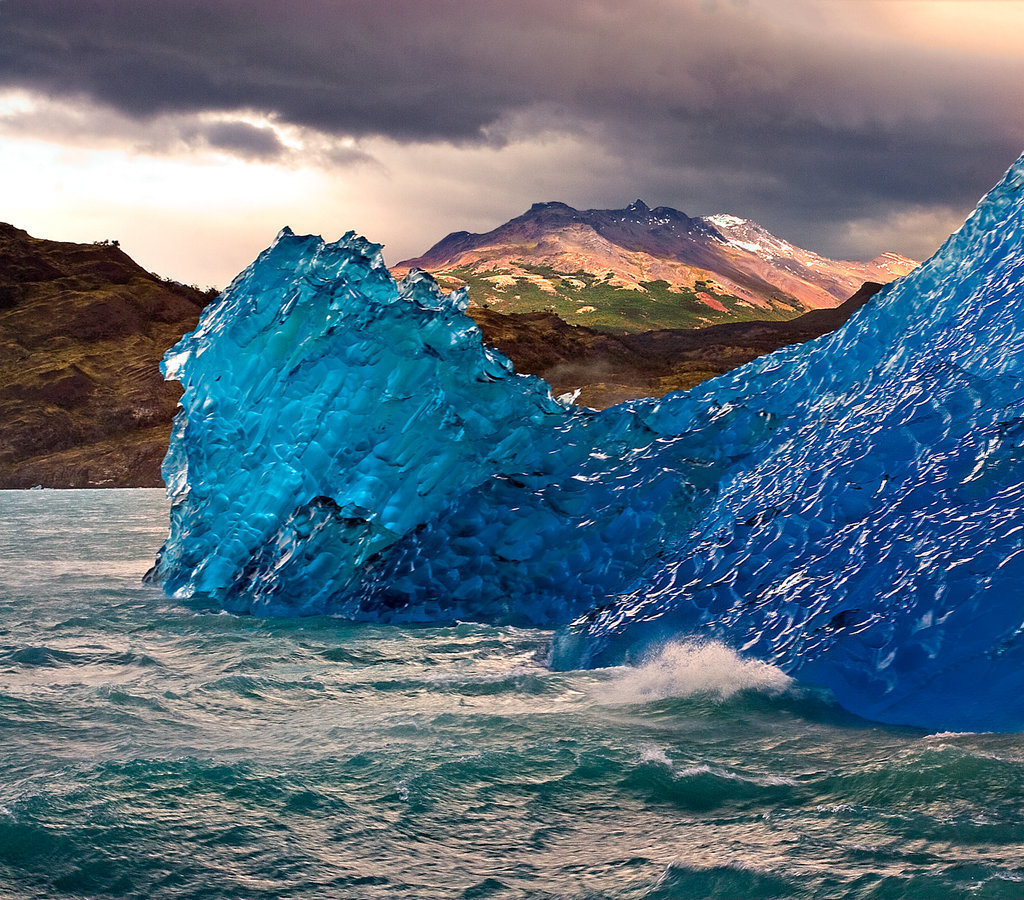Blue ice, a naturally phenomena that occurs when glaciers are compressed.
