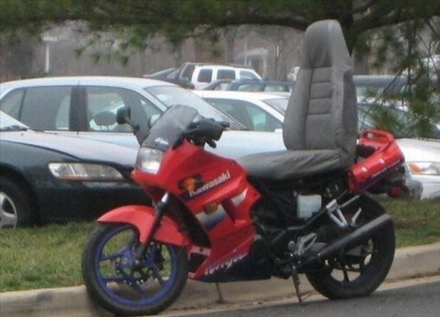 "A motorcycle with lumbar support."