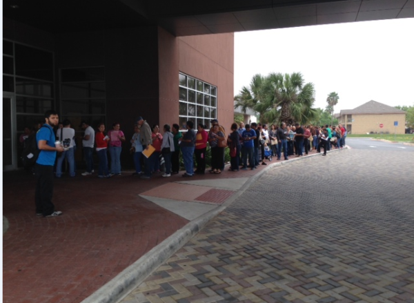 How many libraries actually have people lining up to get in? 