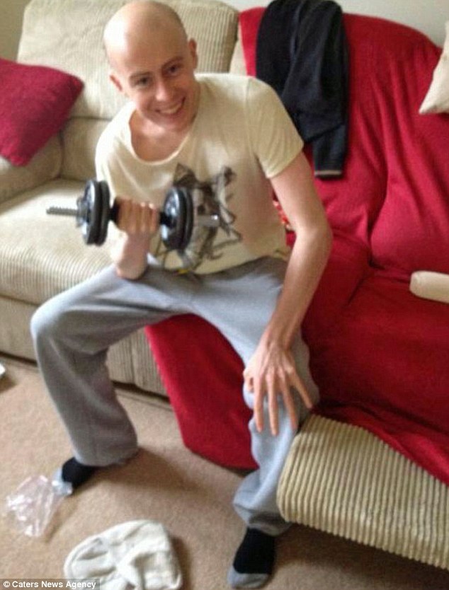 Mr Vines pictured back lifting weights after his first brain tumour. He lost his battle with cancer on April 20