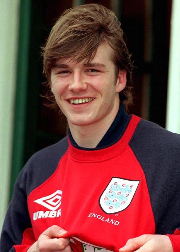 Becks as a fresh-faced footballer in 1996, having been called up to the England squad for the first time to face Moldova