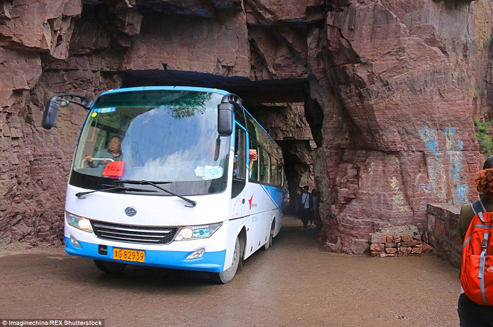 Tourist buses as well as private owned vehicles were all stuck on the precarious cliff-side road