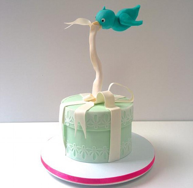 Watch the birdie: A parcel cake and a flying bluebird — thanks to a sugar-coated piece of copper pipe 