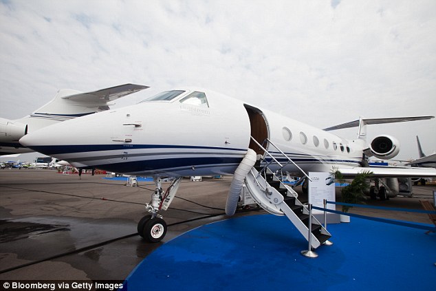 Extravagant: His business empire began with an £80,000 loan and he now travels the world in one of his two Gulfstream G550 private jets (file photo)