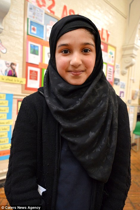 Linguist: Pupil, Saira Bibi, 11, speaks Urdu, Pashto, Hindko and Arabic as well as immaculate English and is proud to now be learning Spanish with her classmates
