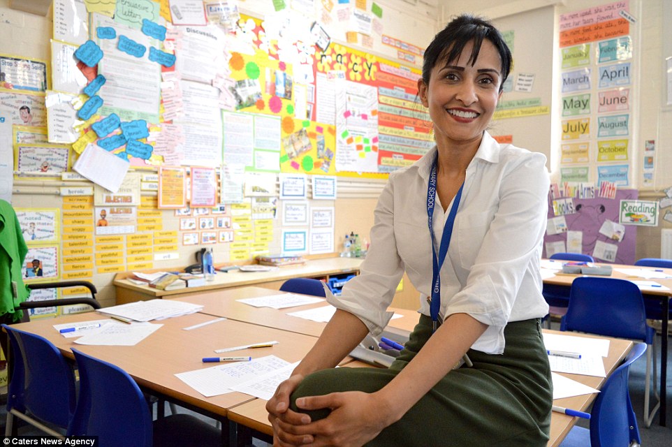 Making the grade: Year 6 teacher Nasreen Begum is also a specialist in teaching English as an additional language to help ensure her pupils are fluent by the time they depart for secondary school