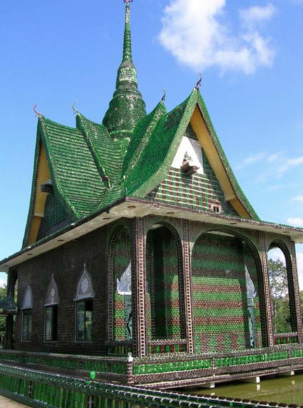 The Million Bottle Temple expanded over the years to include sleeping quarters, working bathrooms, and a crematorium.