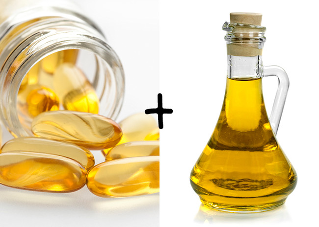 To mix a makeup remover that's good for you skin, combine one part olive oil and one part water. Then, break open a vitamin E capsule and add it to the cocktail.