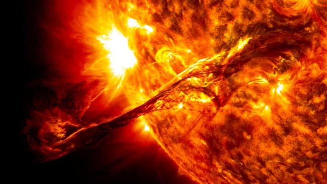 Our own sun throwing off a powerful flare.