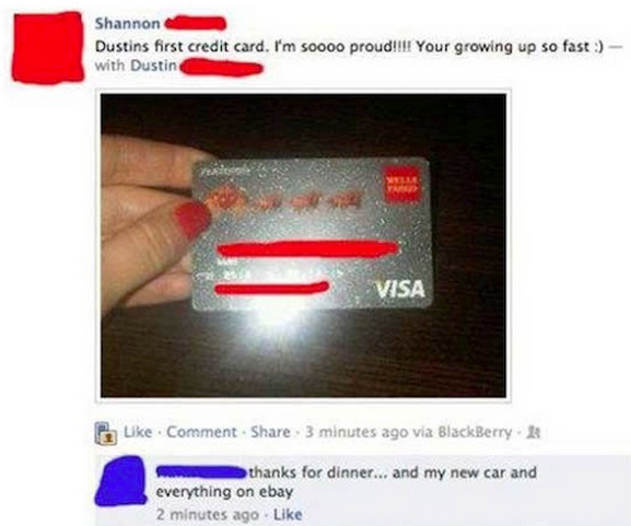 This lovely picture of a new credit card:
