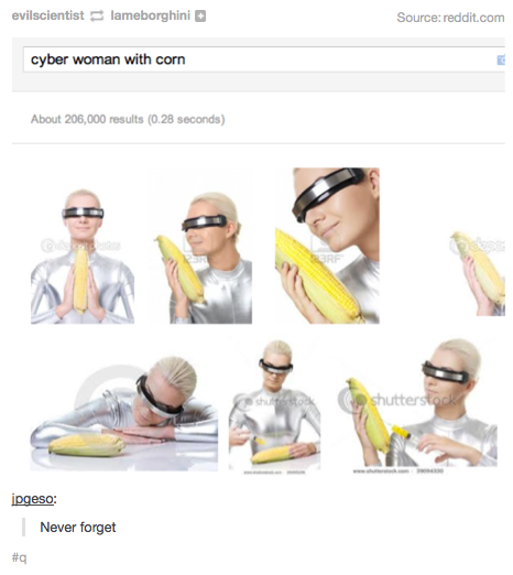 "Cyber woman with corn"