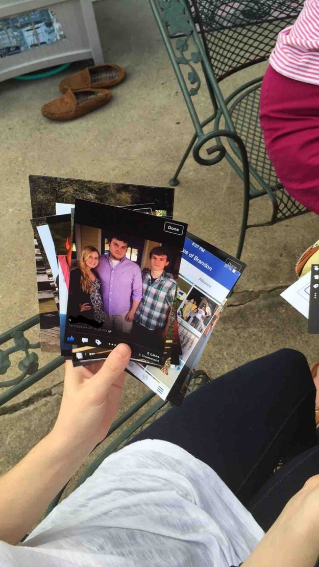 The person who lovingly screenshot, and lovingly printed out, these Facebook photos.