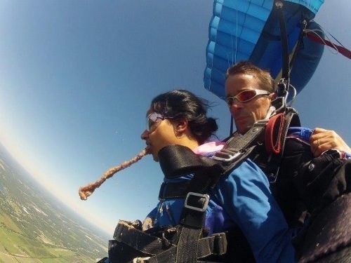 This woman who probably didn't enjoy her skydive as much as she had hoped.