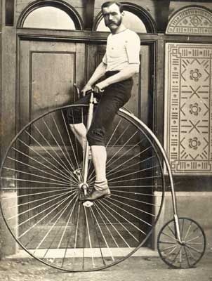 The larger front wheel model  or 'velocipede' was popular in the 1880s. 