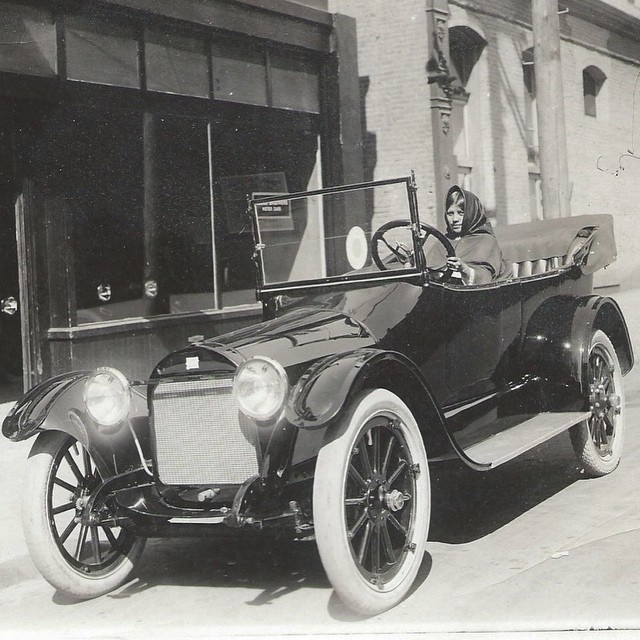 A pioneer in her own right. The Native American woman driving her own car, April 7, 1916. 