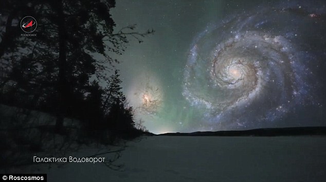 Shown here is the Whirlpool Galaxy in the video seen interacting with NGC 5195, sharing some of its matter