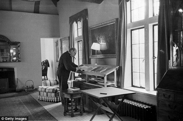 Winston Churchill, pictured in 1939 at his Chartwell estate in Kent, insisted on doing all of his work standing up, and had a desk specially made to facilitate this