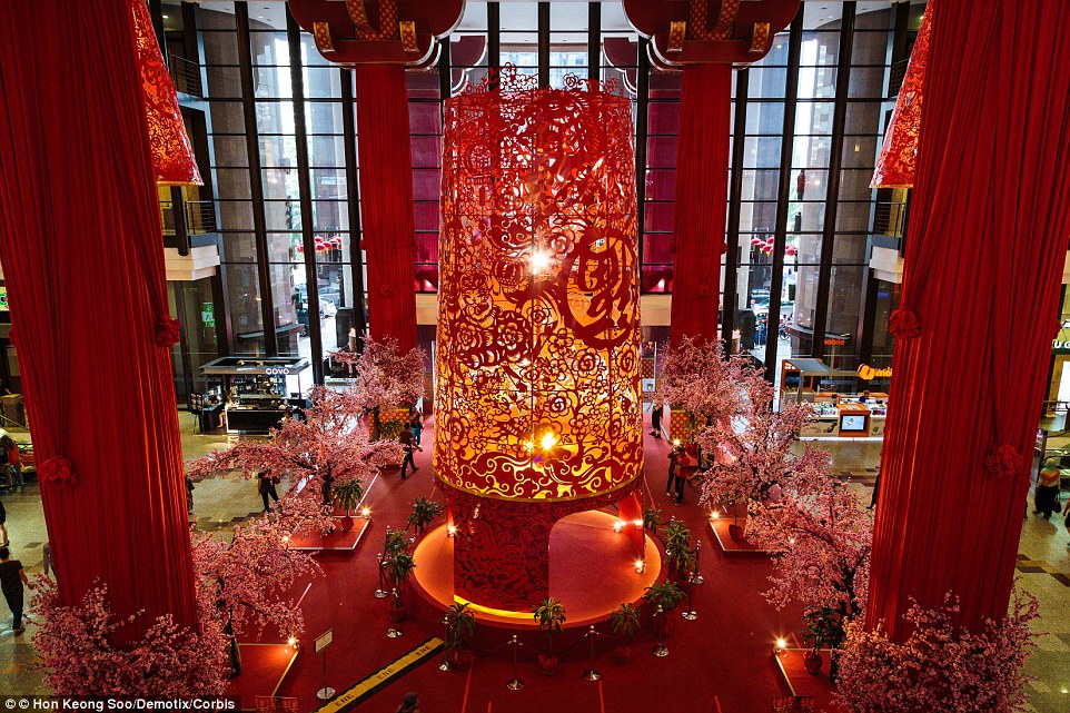 To celebrate Chinese New Year in 2014, the Berjaya Times Square in Malaysia erected a beautiful 32-foot red lantern in its concourse