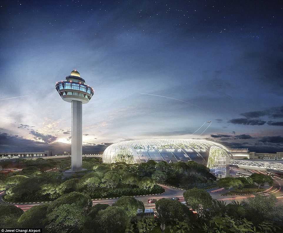Singapore's massive ten-storey glass terminal will boast largest indoor waterfall and huge park Known as Project Jewel