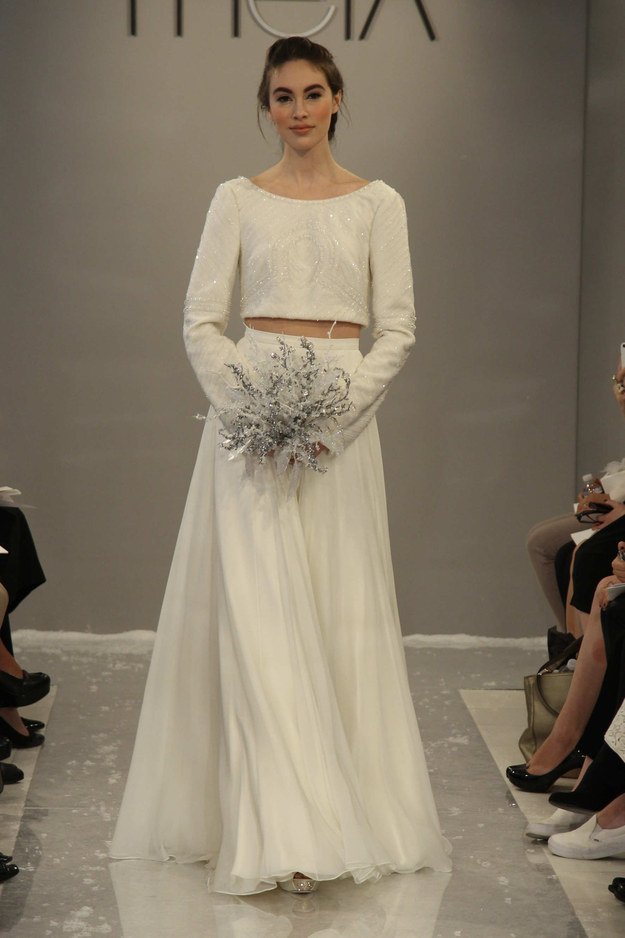 Let it snow in this Theia gown.