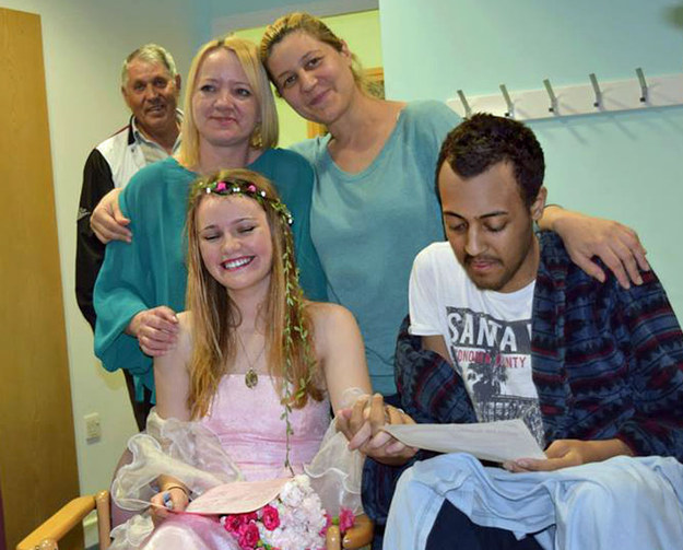 With their parents' blessing, they quickly organized a ceremony at Birmingham's Queen Elizabeth Hospital.