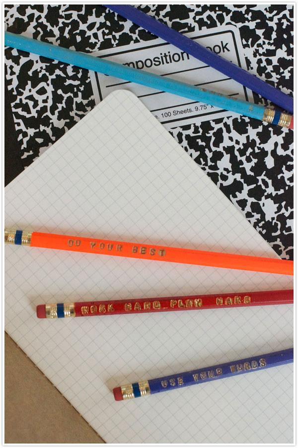 Use metal stamps to personalize your pencils with your name or a fun phrase.