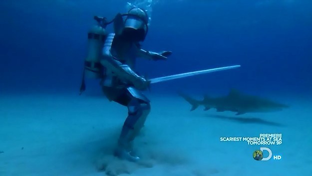 When we filmed ourselves in medieval chainmail, fighting sharks underwater.