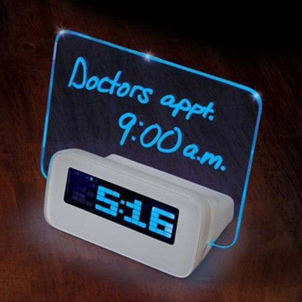 The alarm clock with reminders.