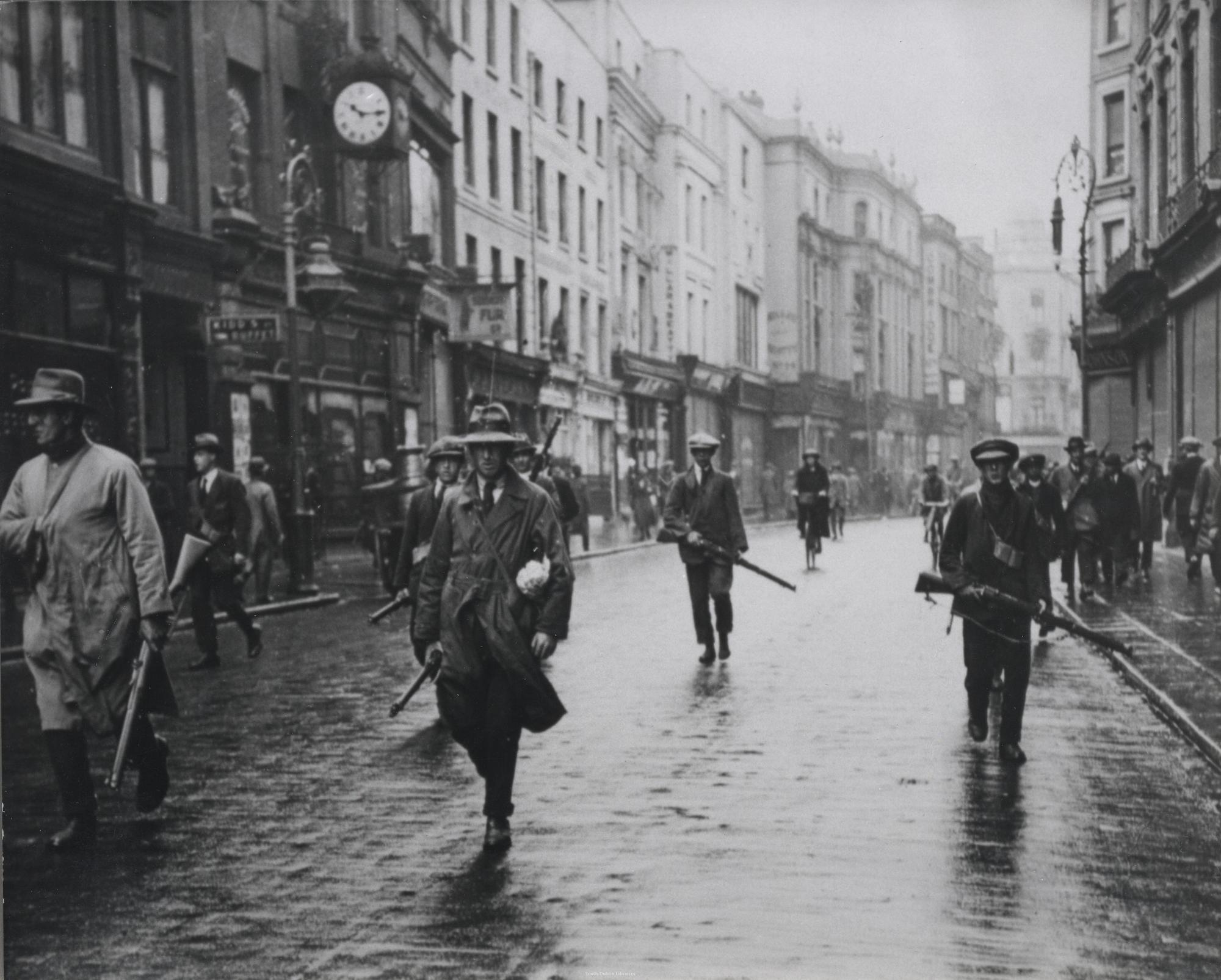 Members of the IRA patrolling the streets of Dublin, Ireland.