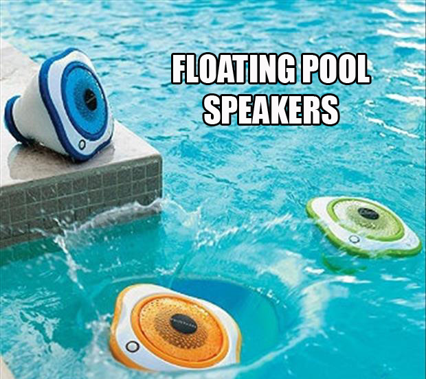 Floating pool speakers.