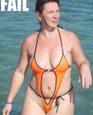 Those tan lines won't be pretty: A lady emerges from the sea in a peculiar swimming costume