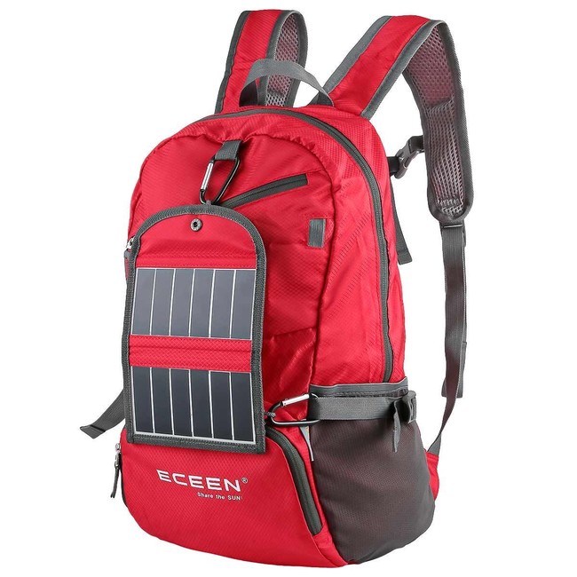 Charge your gadgets using solar power with <a href="http://www.amazon.com/ECEEN%C2%AE-Solar-Powered-Hiking-Daypacks/dp/B010Q1GZQU/ref=sr_1_3?_encoding=UTF8&amp;tag=vira0d-20" target="_blank">this eco-friendly backpack</a>.