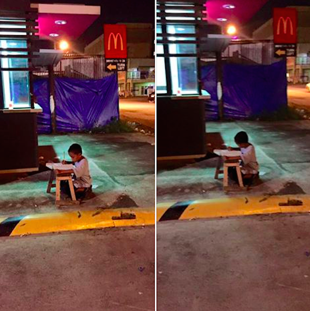 A homeless boy in the Philippines is getting help after a student snapped a photo of him doing his homework outside because he had nowhere else to go.